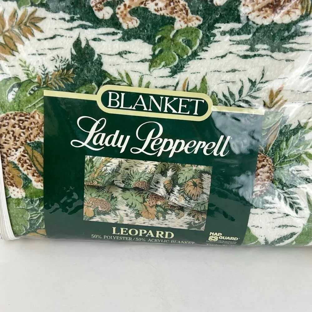 Vtg Lady Pepperell Blanket‎ Leopard Print Twin/Full NOS Nap Guard